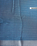 Elegant Dola Silk Saree with Vertical Stripes Intricate Floral Butta Motifs and Traditional Zari Woven Border - Teal-Blouse