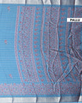 Elegant Dola Silk Saree with Vertical Stripes Intricate Floral Butta Motifs and Traditional Zari Woven Border - Teal-Pallu