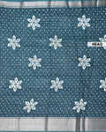 Elegant Dola Silk Saree with Woven Floral Butta Motifs Dotted Weave and Traditional Zari Border - Dark Green-Head