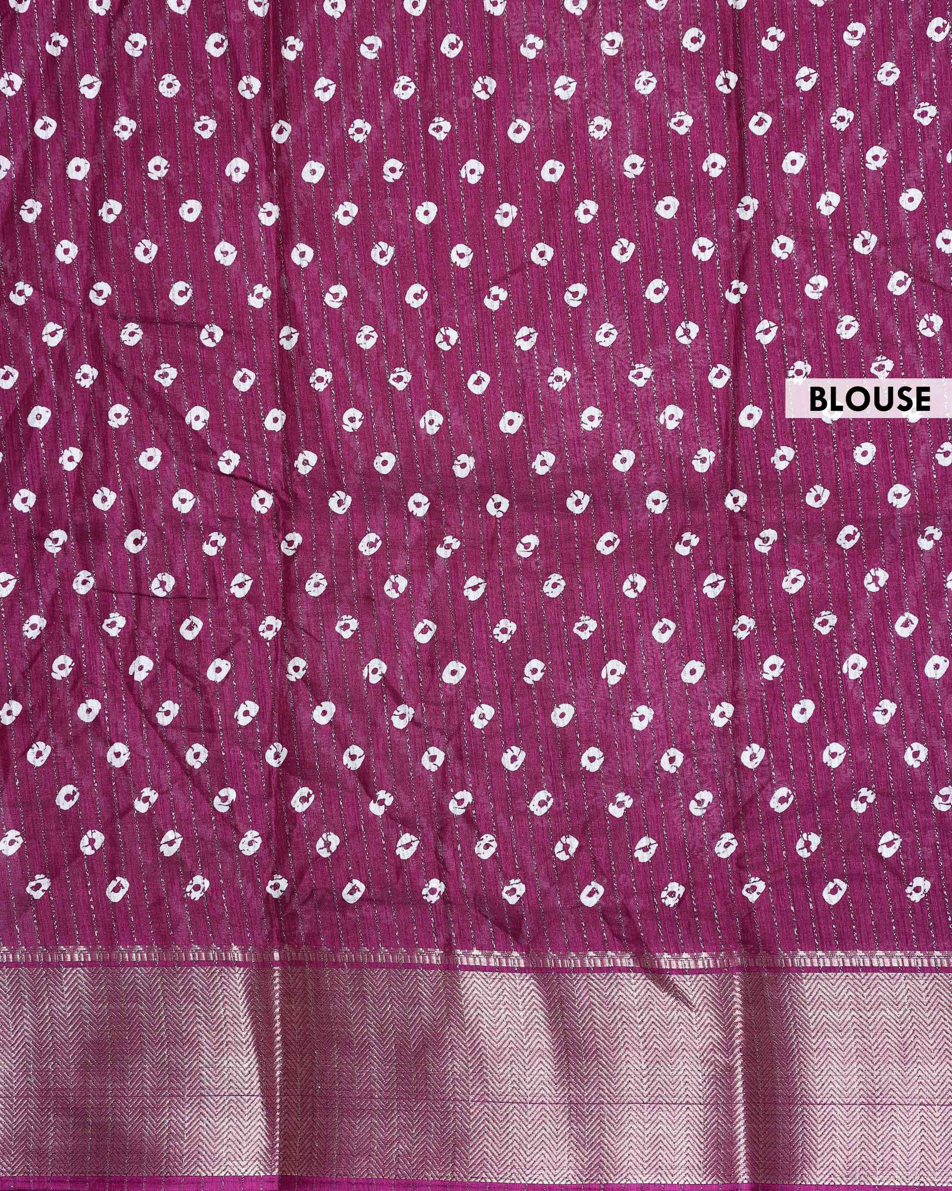 Elegant Dola Silk Saree with Woven Floral Butta Motifs Dotted Weave and Traditional Zari Border - Purple-Blouse