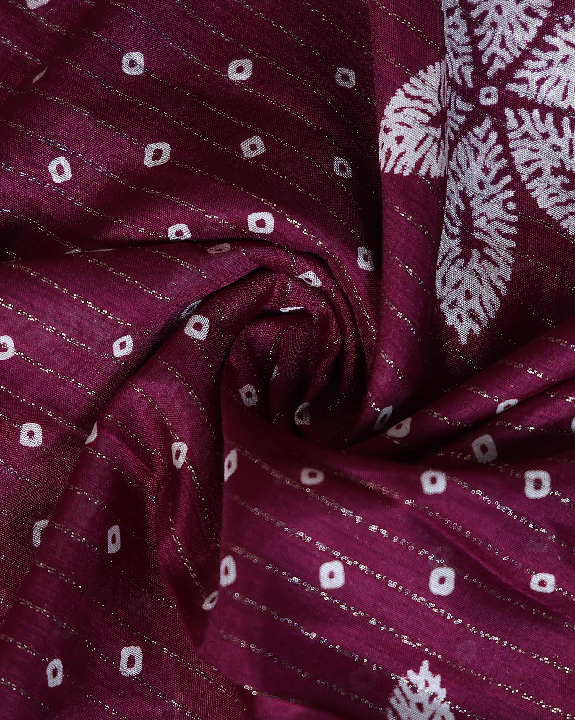 Elegant Dola Silk Saree with Woven Floral Butta Motifs Dotted Weave and Traditional Zari Border - Purple-Close Up