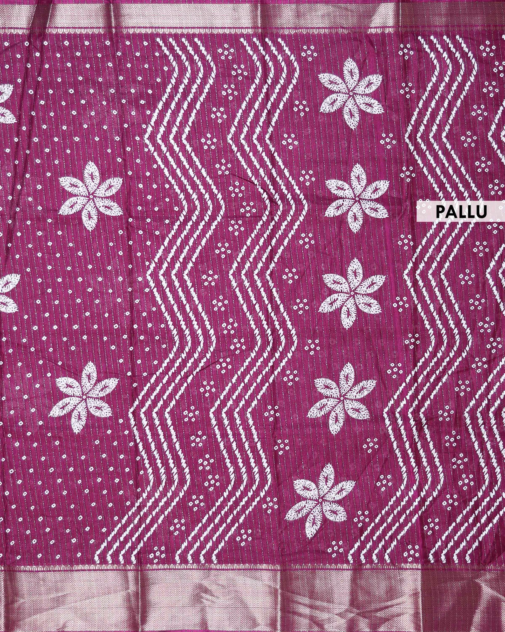 Elegant Dola Silk Saree with Woven Floral Butta Motifs Dotted Weave and Traditional Zari Border - Purple-Pallu