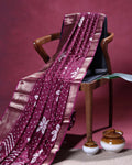 Elegant Dola Silk Saree with Woven Floral Butta Motifs Dotted Weave and Traditional Zari Border - Purple
