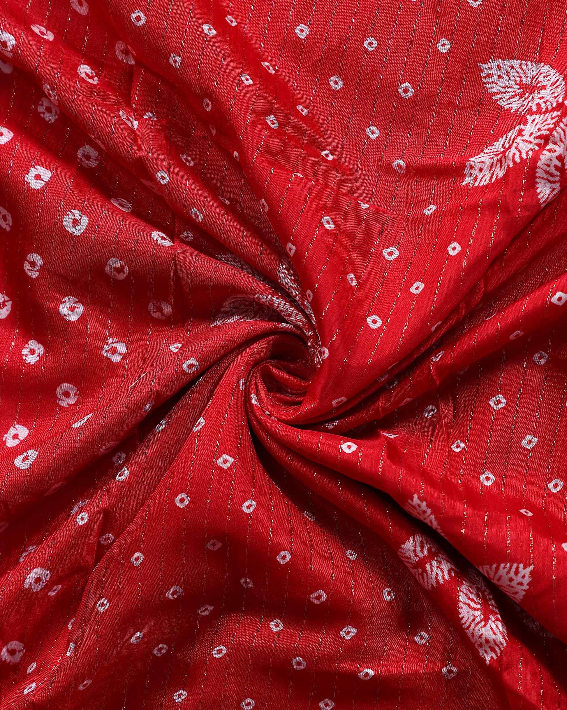 Elegant Dola Silk Saree with Woven Floral Butta Motifs Dotted Weave and Traditional Zari Border - Red-Close Up