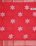 Elegant Dola Silk Saree with Woven Floral Butta Motifs Dotted Weave and Traditional Zari Border - Red-Head