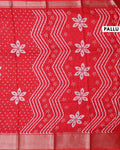 Elegant Dola Silk Saree with Woven Floral Butta Motifs Dotted Weave and Traditional Zari Border - Red-Pallu