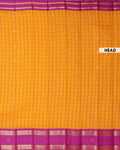 Elegant Elampillai Handloom Silk Cotton Saree with All-over Checks and Contrast Zari Border  - Yellow