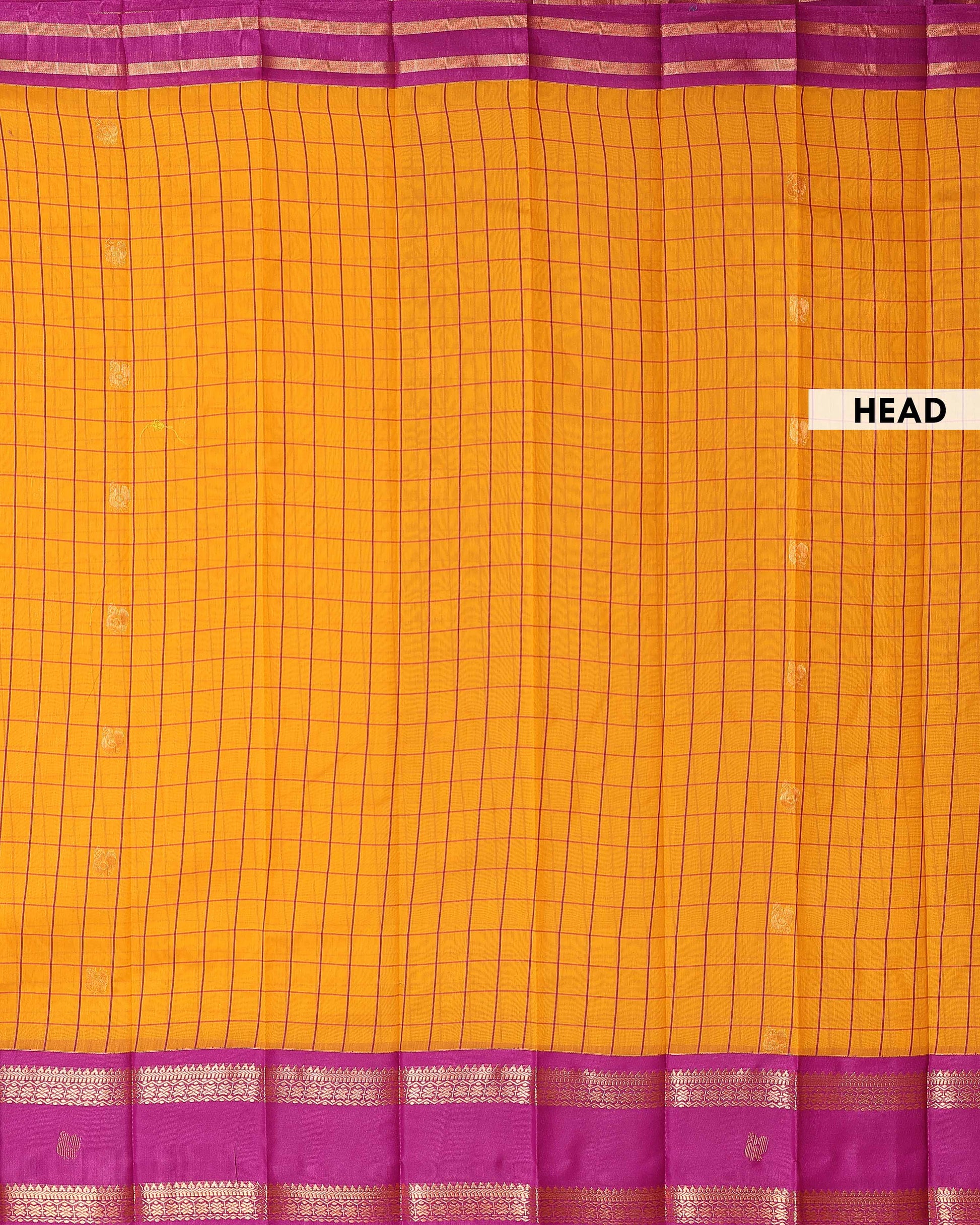 Elegant Elampillai Handloom Silk Cotton Saree with All-over Checks and Contrast Zari Border  - Yellow
