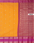 Elegant Elampillai Handloom Silk Cotton Saree with All-over Checks and Contrast Zari Border  - Yellow
