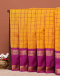 Elegant Elampillai Handloom Silk Cotton Saree with All-over Checks and Contrast Zari Border  - Yellow
