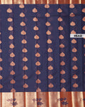 Elegant Elampillai Handloom Silk Cotton Saree with Intricate Copper Zari Motifs and Rich Contrast Border - Navy Blue