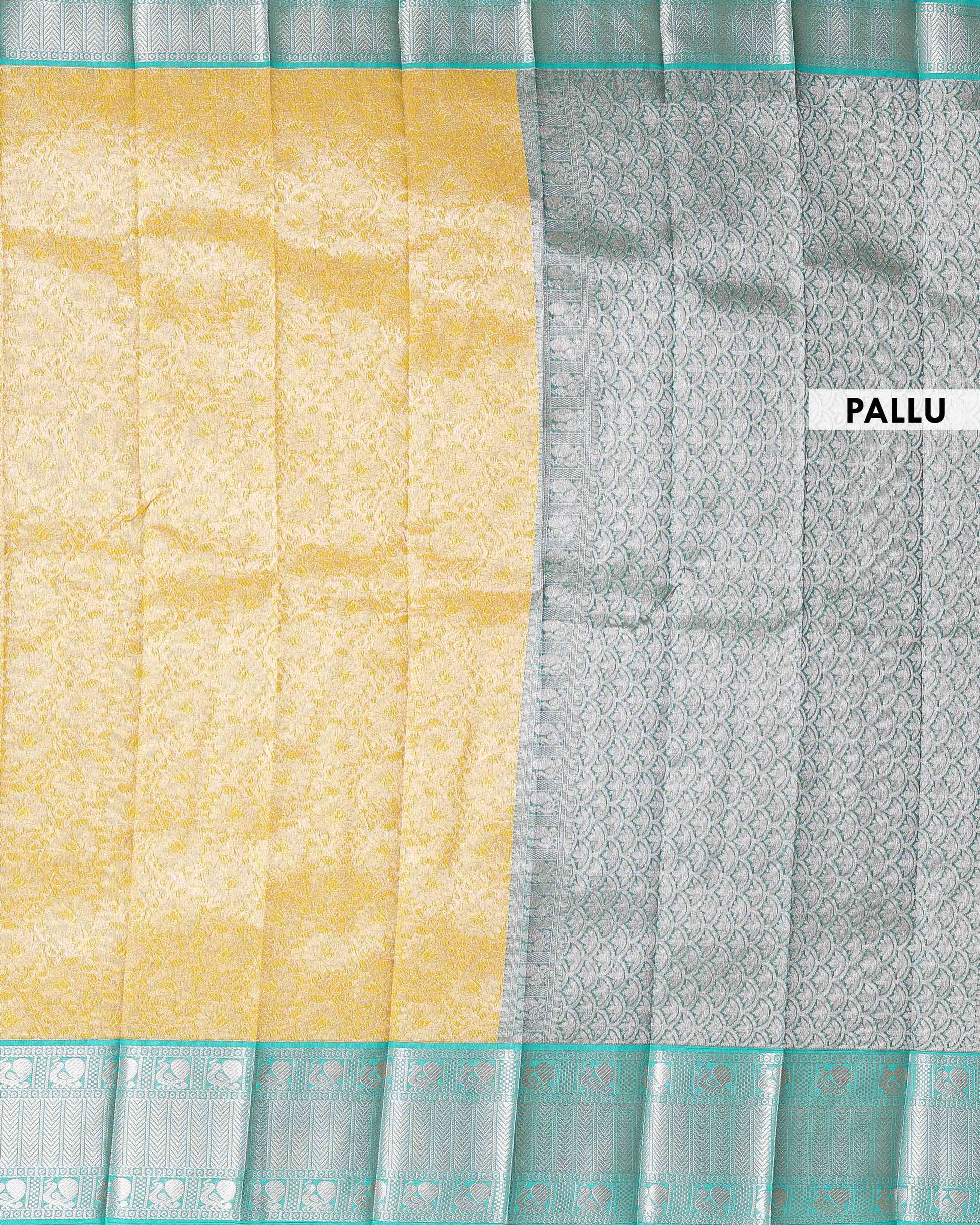 Elegant Elampillai Handloom Silk Cotton Saree with Intricate Zari Woven Brocade and Contrast Border - Yellow