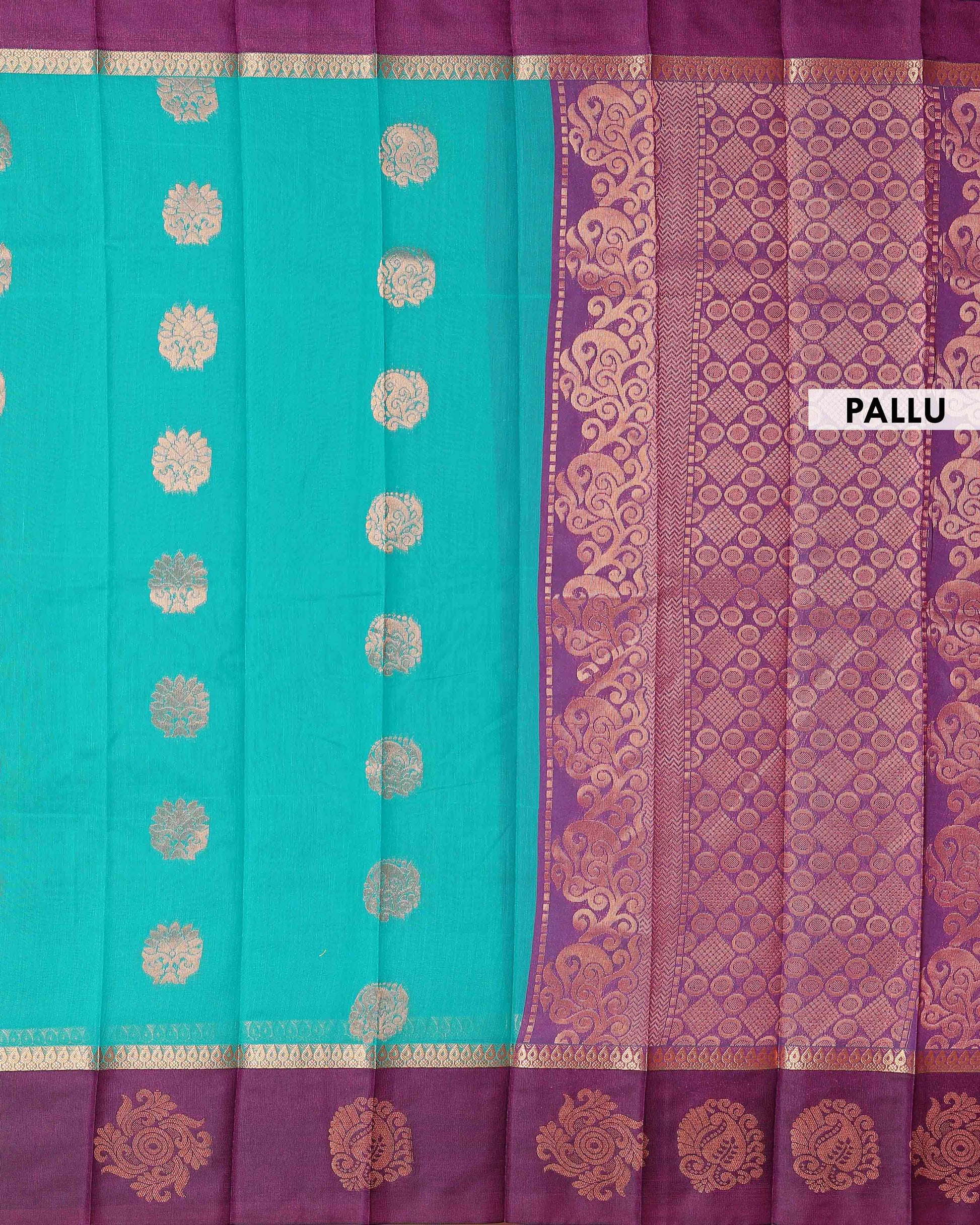 Elegant Elampillai Handloom Silk Cotton Saree with Traditional Contrast Zari Border - Green