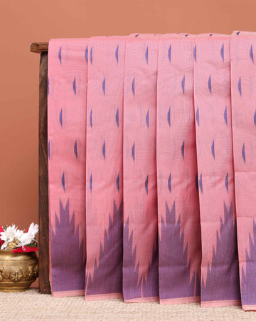Elegant Elampillai Handloom Silk Cotton Saree with Traditional Ikkat Weave - Pink