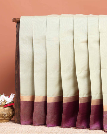 Elegant Elampillai Handloom Silk Cotton Saree with Traditional Korvai Border - Light Green