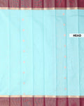 Elegant Elampillai Handloom Silk Cotton Saree with Traditional Korvai Contrast Zari Border - Sky Blue
