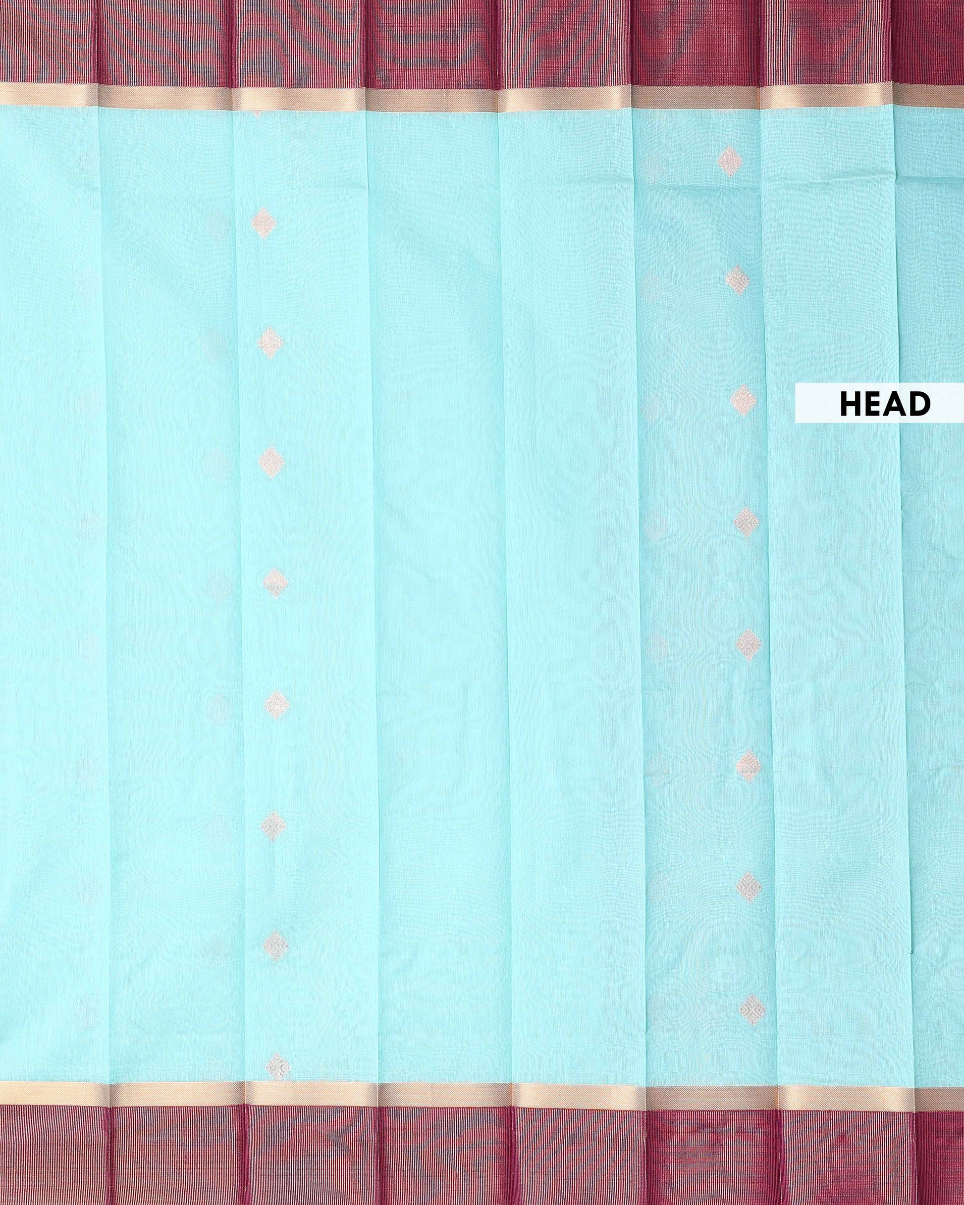 Elegant Elampillai Handloom Silk Cotton Saree with Traditional Korvai Contrast Zari Border - Sky Blue