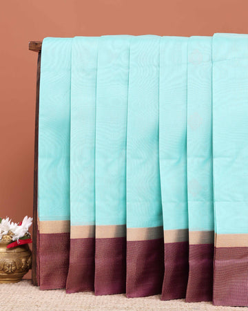 Elegant Elampillai Handloom Silk Cotton Saree with Traditional Korvai Contrast Zari Border - Sky Blue