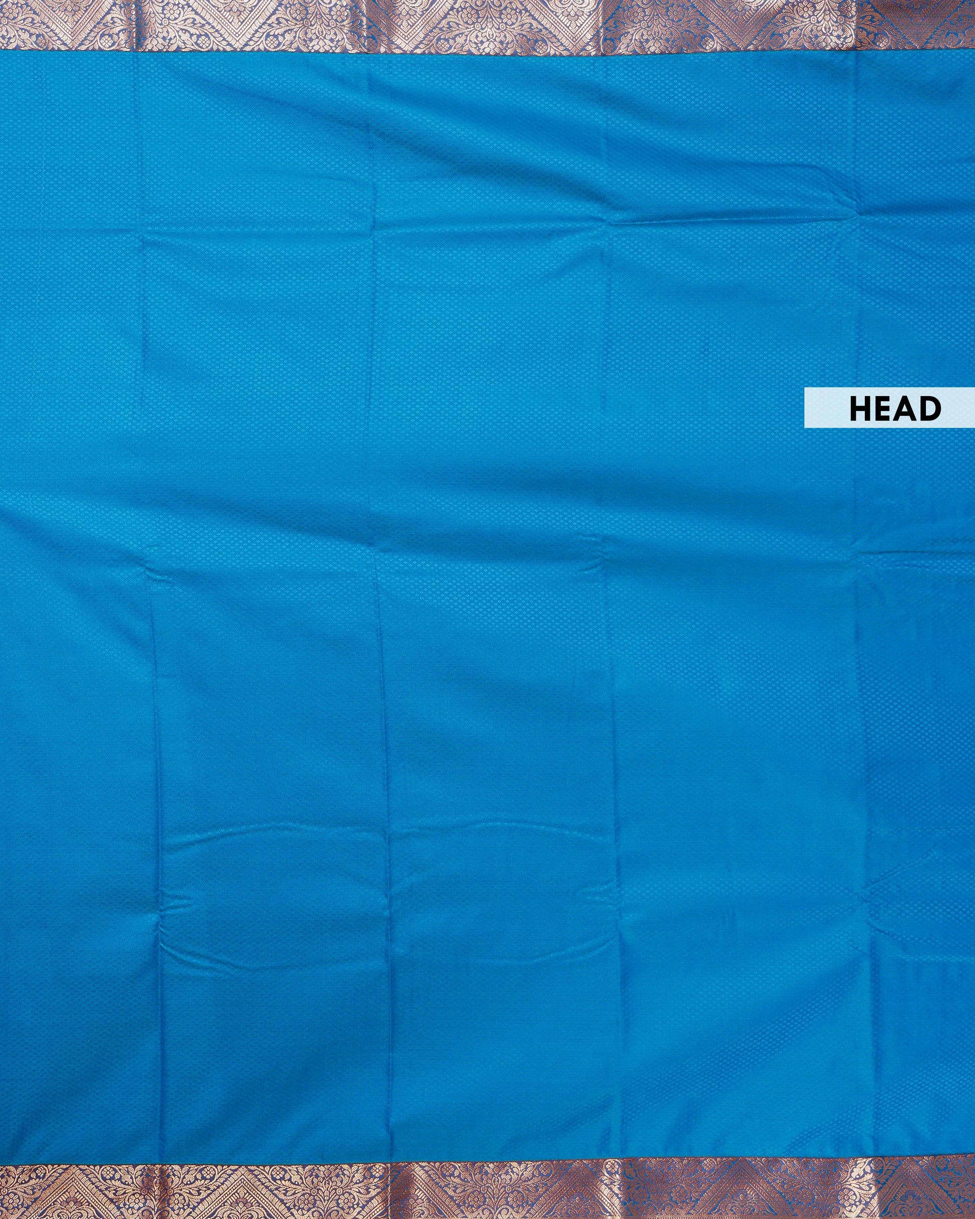 Elegant Elampillai Handloom Silk Cotton Saree with Traditional Zari Border - Blue-Head