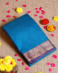 Elegant Elampillai Handloom Silk Cotton Saree with Traditional Zari Border - Blue-main