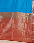 Elegant Elampillai Handloom Silk Cotton Saree with Traditional Zari Border - Blue-pallu
