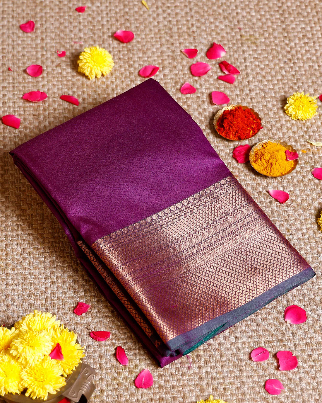 Elegant Elampillai Handloom Silk Cotton Saree with Zari Border - Purple