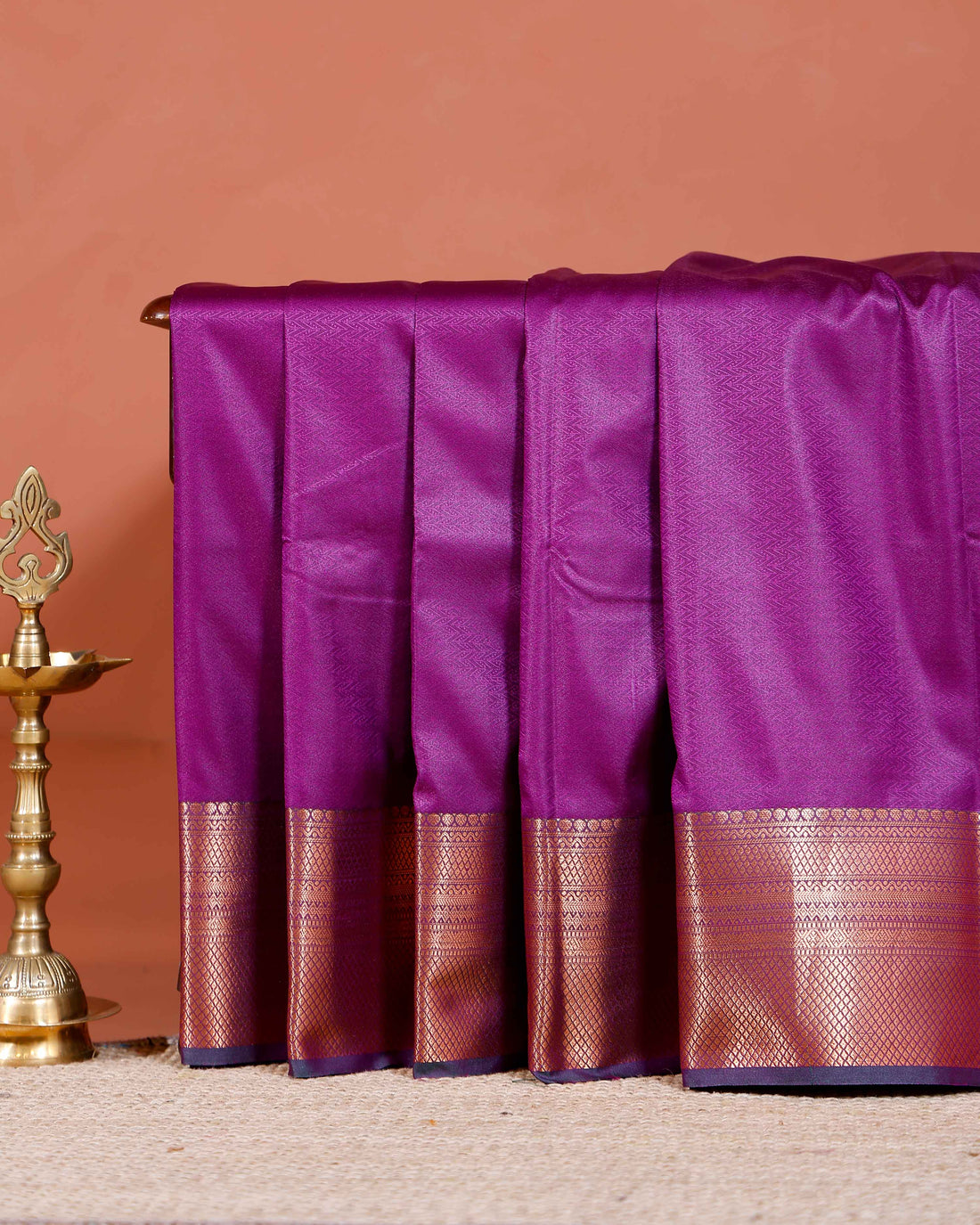 Elegant Elampillai Handloom Silk Cotton Saree with Zari Border - Purple