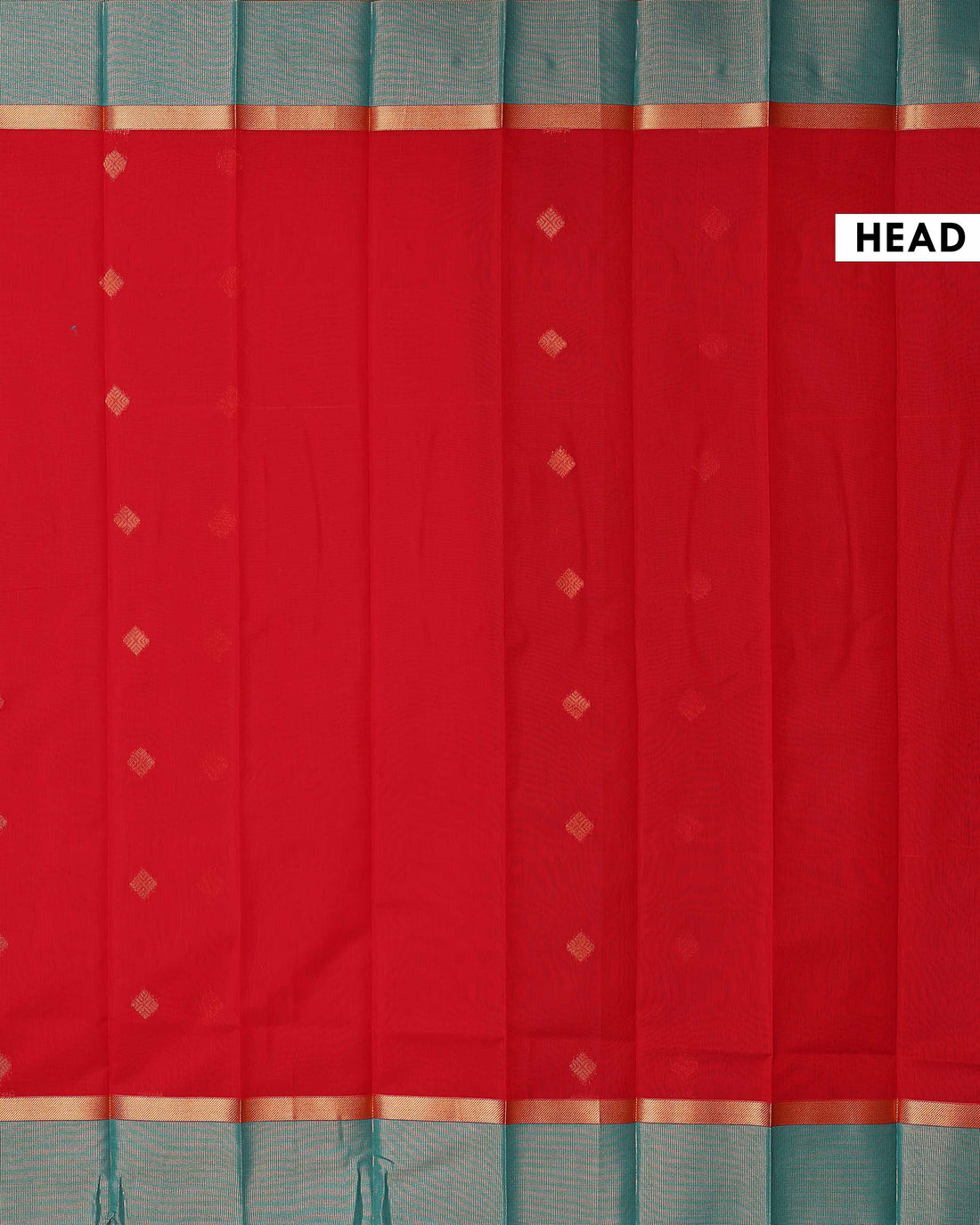 Elegant Elampillai Silk Cotton Saree with Contrast Zari Border and Zari Buttas - Red