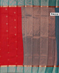 Elegant Elampillai Silk Cotton Saree with Contrast Zari Border and Zari Buttas - Red
