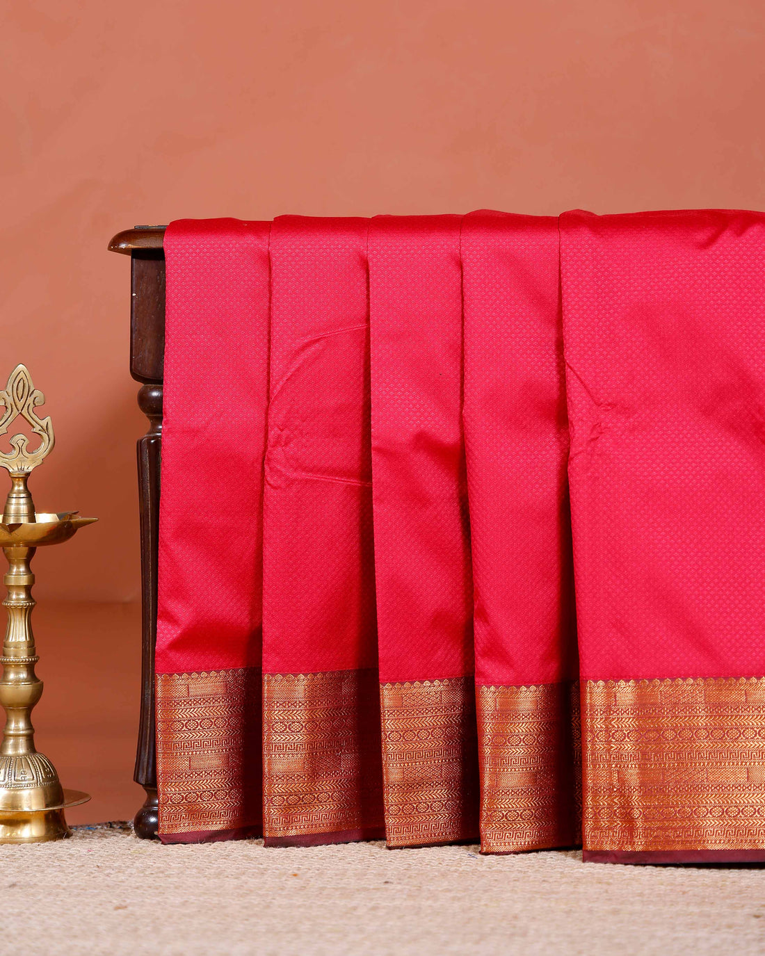 Elegant Elampillai Silk Cotton Saree with Intricate Zari Border Weave - Red