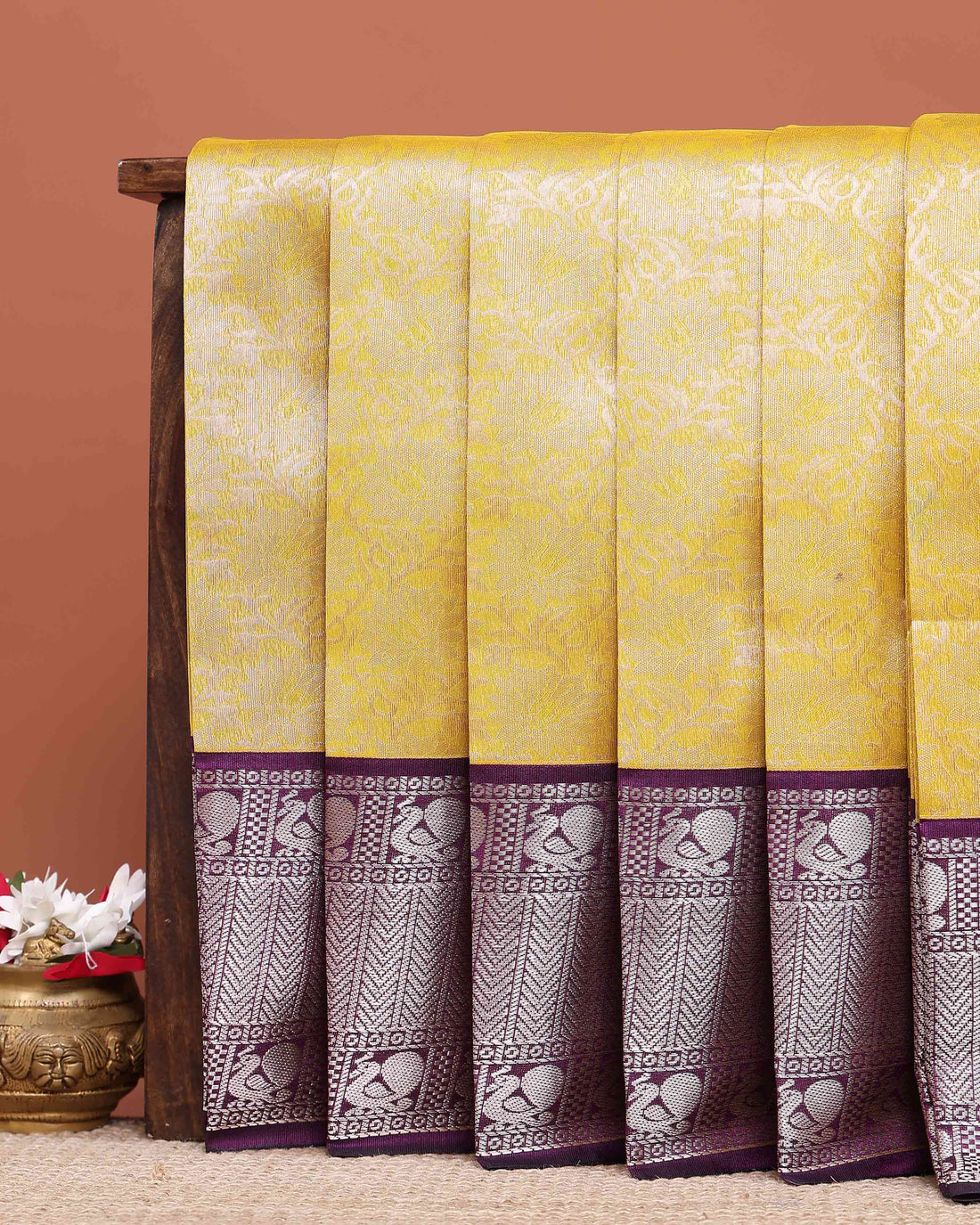 Elegant Elampillai Silk Cotton Saree with Intricate Zari Weaving and Contrast Border - Yellow