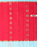 Elegant Elampillai Silk Cotton Saree with Intricate Zari Woven Contrast Border and Pallu - Red