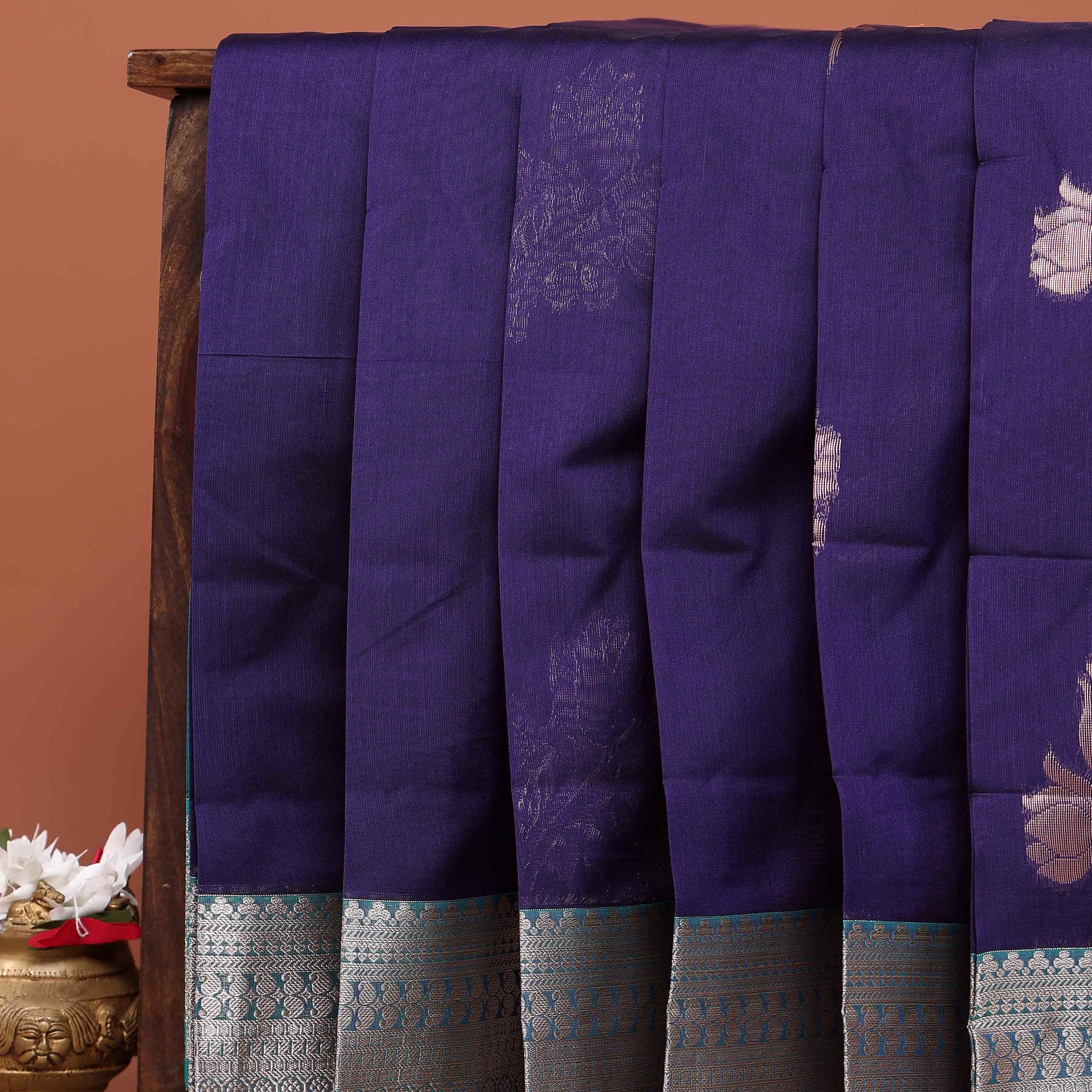 Elegant Elampillai Silk Cotton Saree with Self-Zari Woven Border and Pallu - Purple