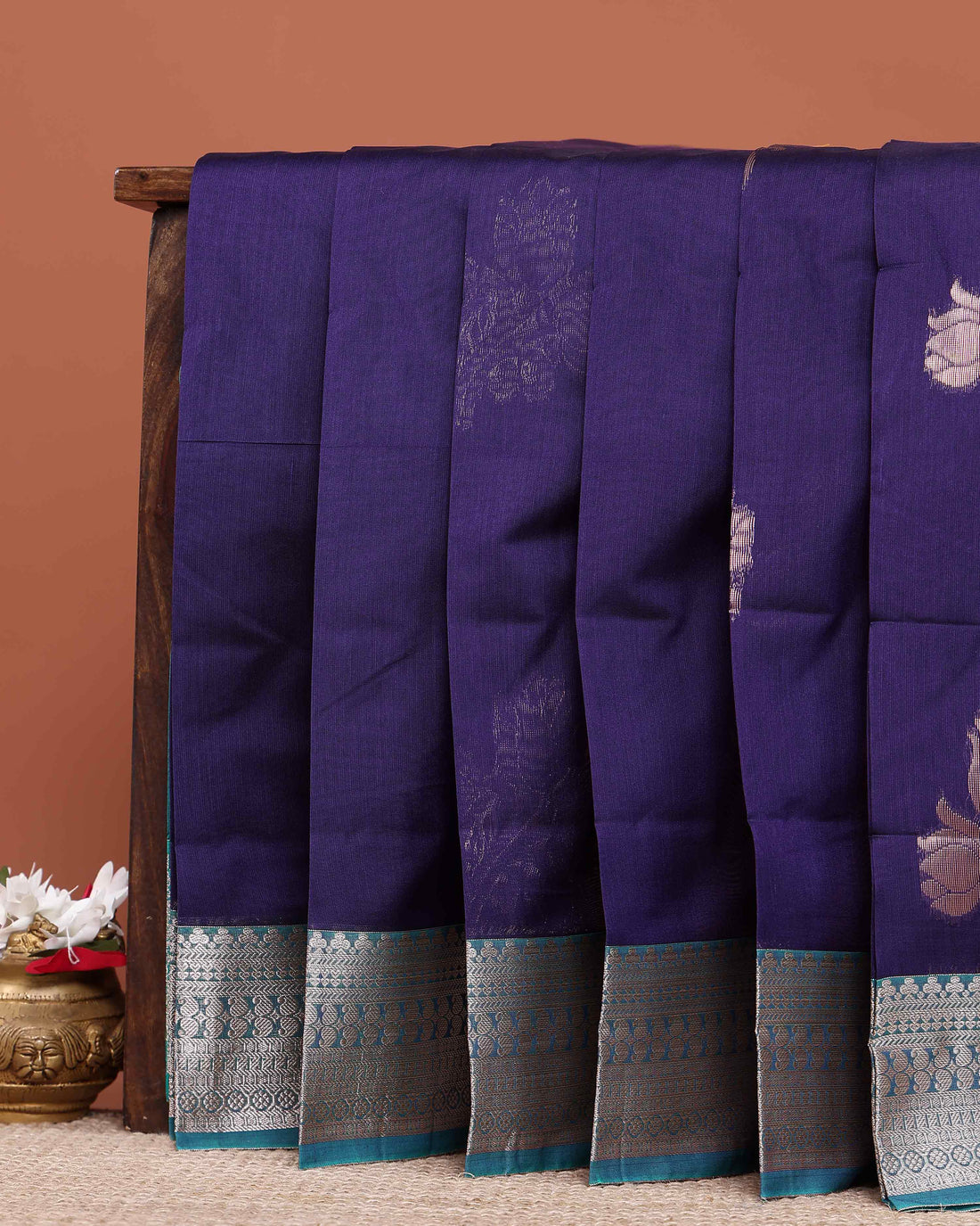 Elegant Elampillai Silk Cotton Saree with Self-Zari Woven Border and Pallu - Purple