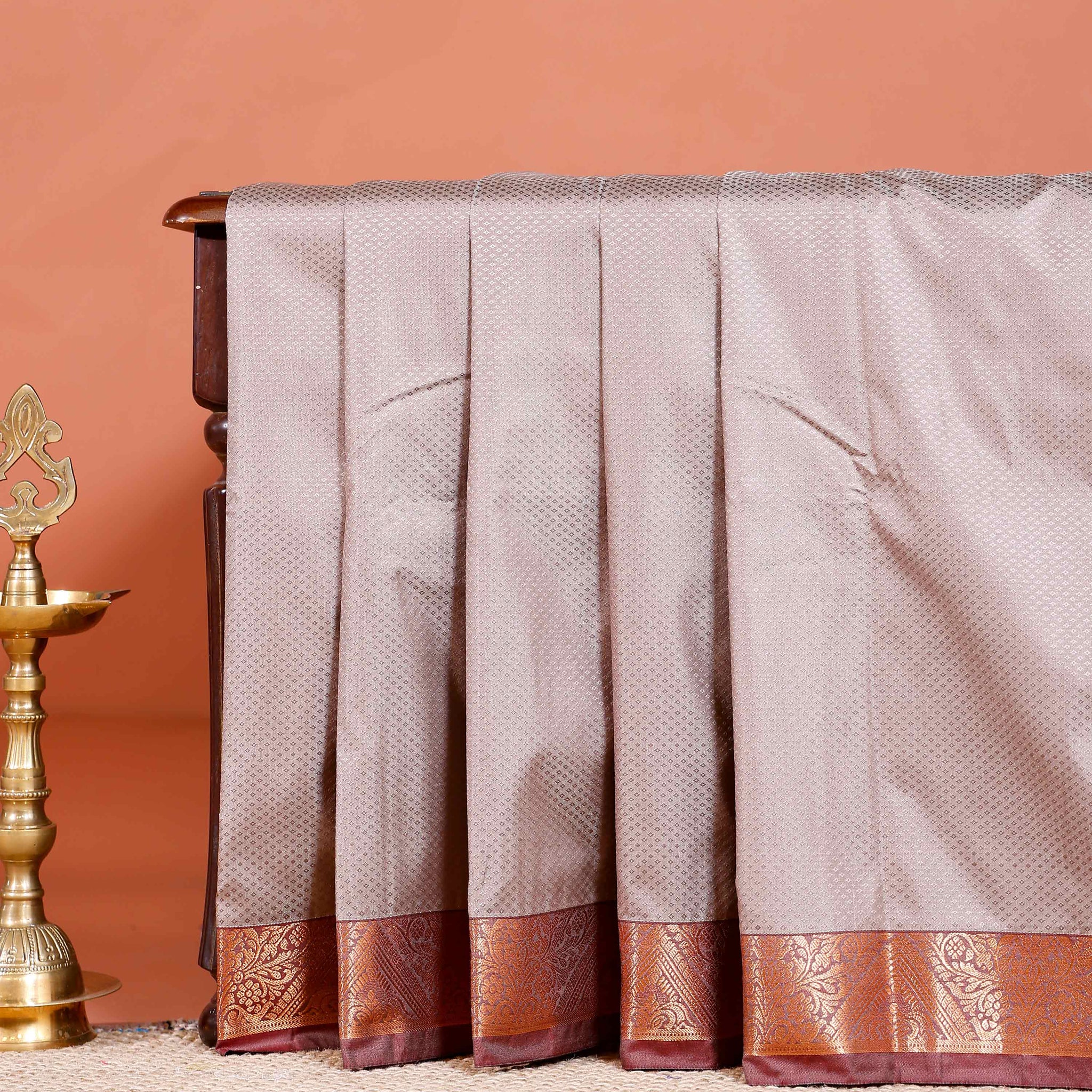 Elegant Elampillai Silk Cotton Saree with Traditional Zari Border Weave - Beige
