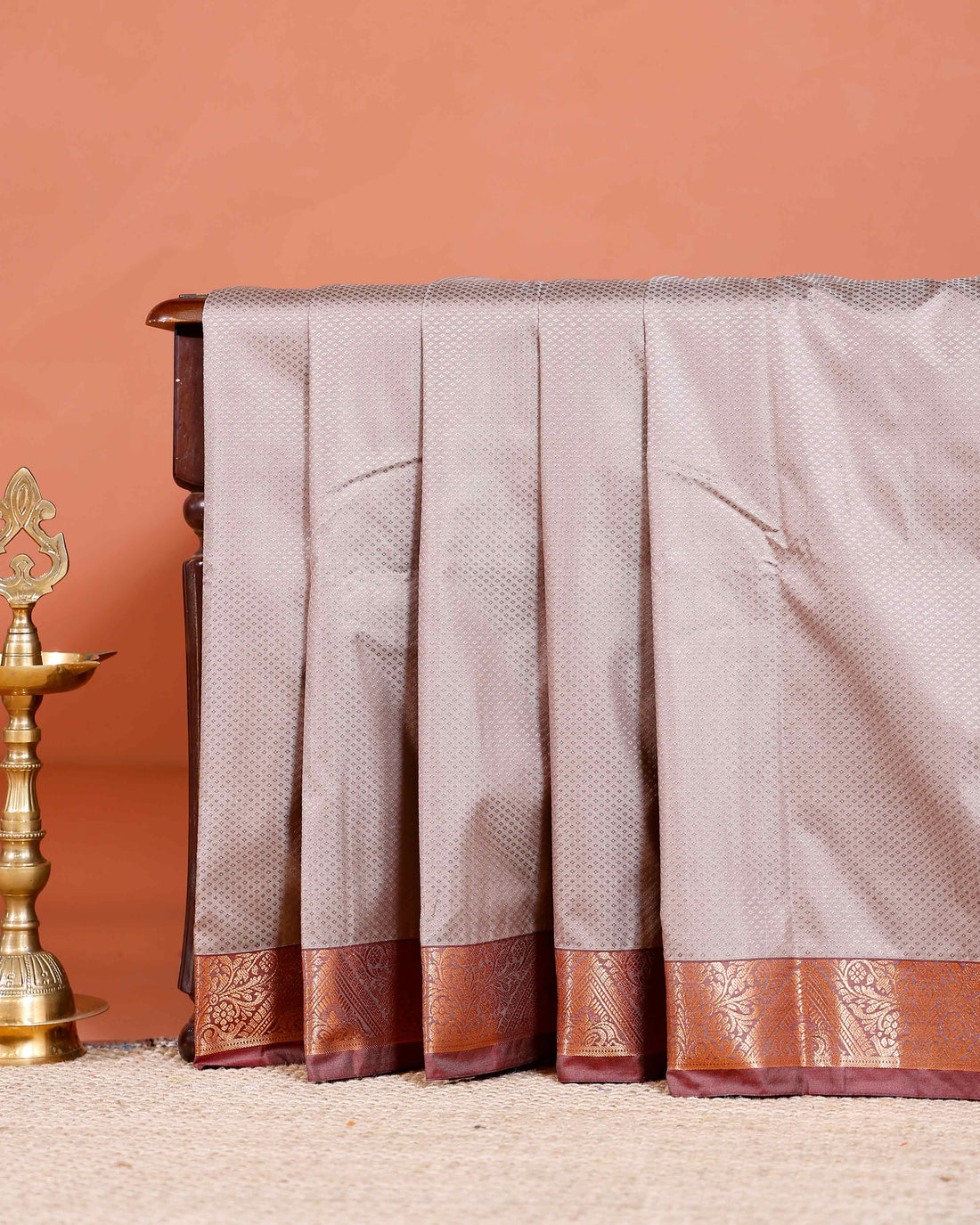Elegant Elampillai Silk Cotton Saree with Traditional Zari Border Weave - Beige