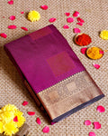 Elegant Elampillai Silk Cotton Saree with Traditional Zari Border and Motif Weave - Purple-main