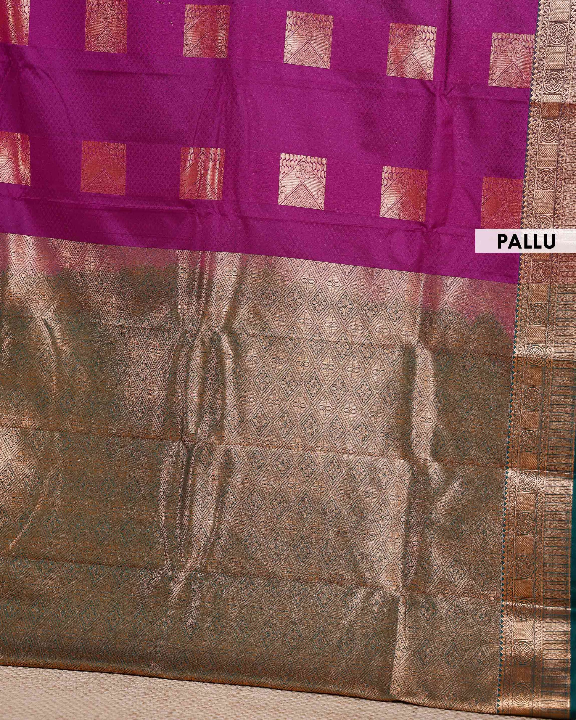 Elegant Elampillai Silk Cotton Saree with Traditional Zari Border and Motif Weave - Purple-pallu