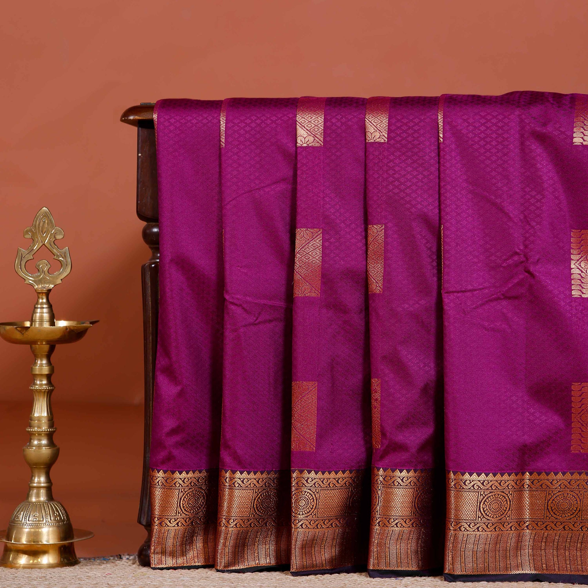 Elegant Elampillai Silk Cotton Saree with Traditional Zari Border and Motif Weave - Purple