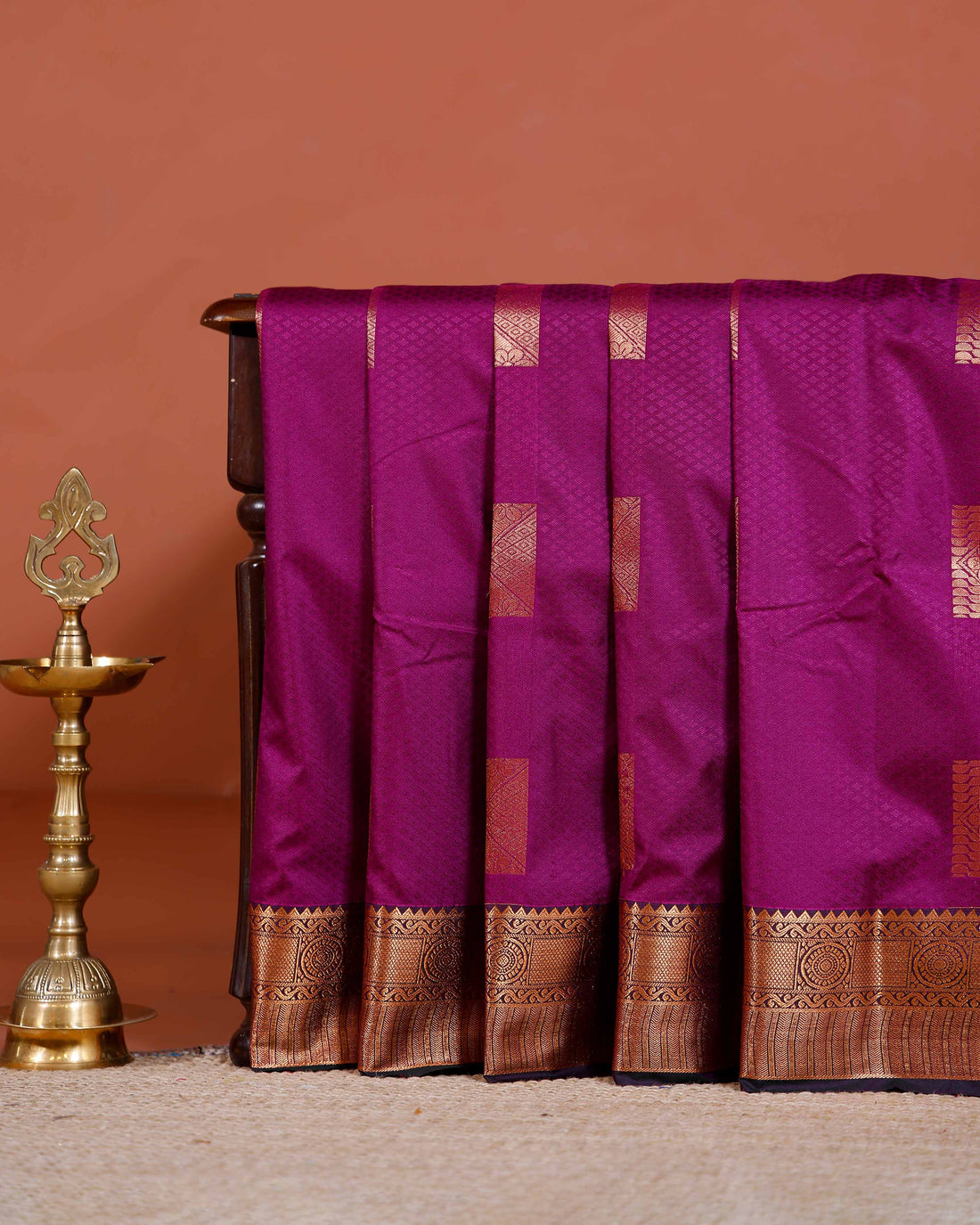 Elegant Elampillai Silk Cotton Saree with Traditional Zari Border and Motif Weave - Purple
