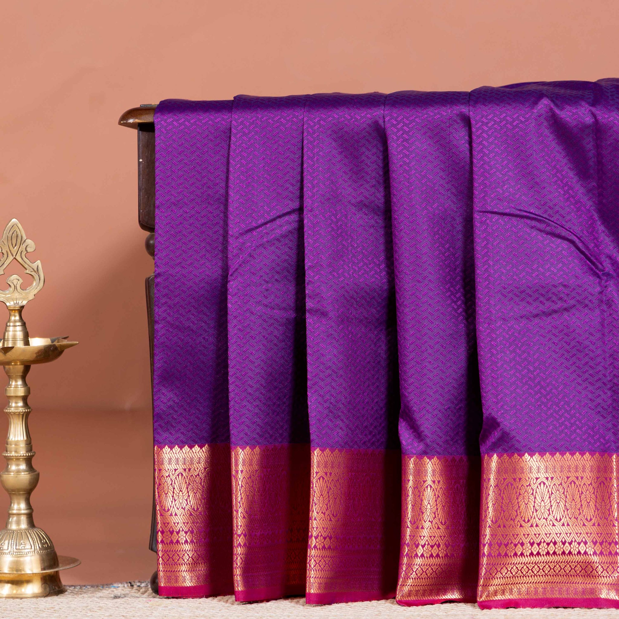 Elegant Elampillai Silk Cotton Saree with Traditional Zari Border and Pallu - Purple