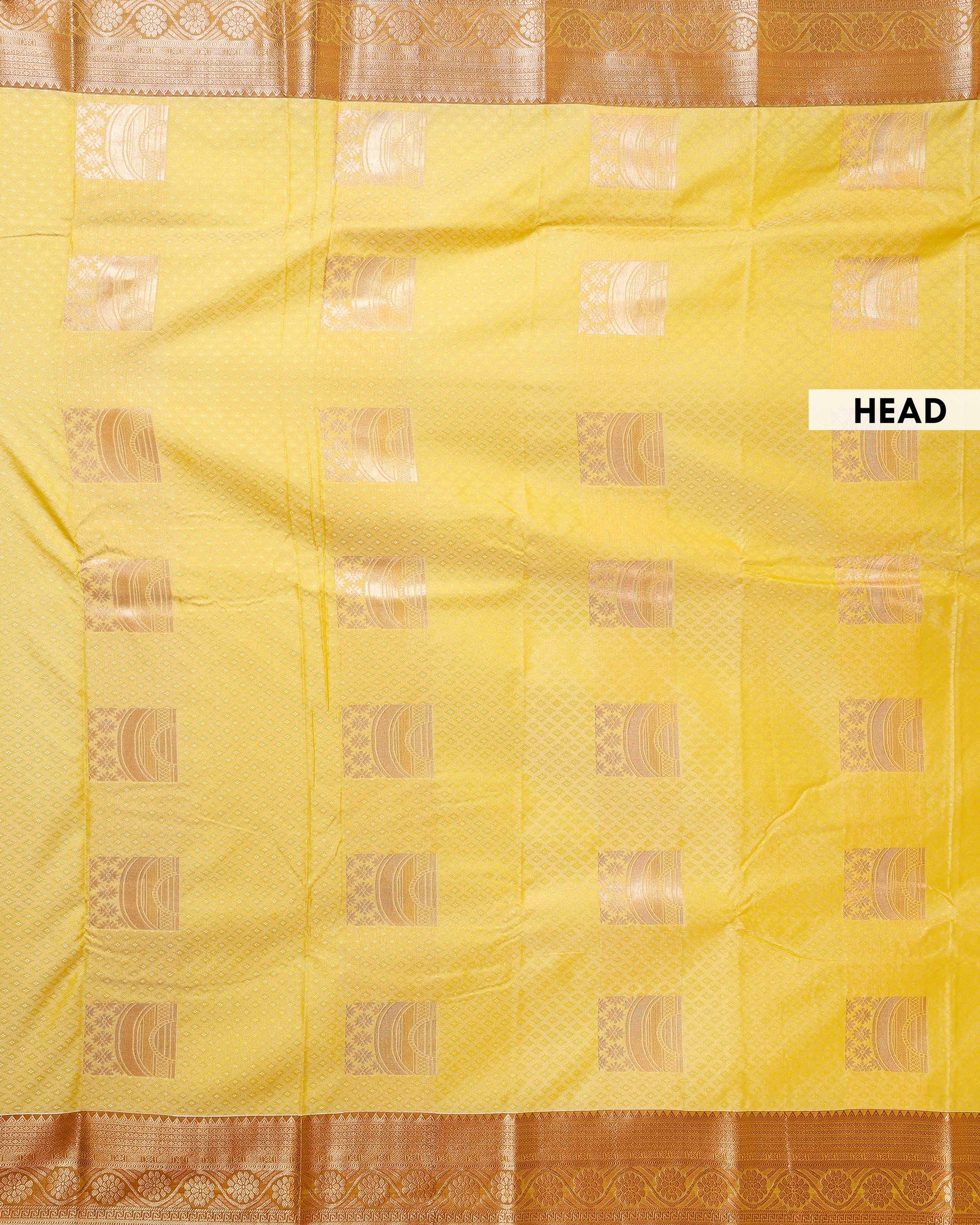 Elegant Elampillai Silk Cotton Saree with Traditional Zari Weave & Intricate Motifs - Yellow-head