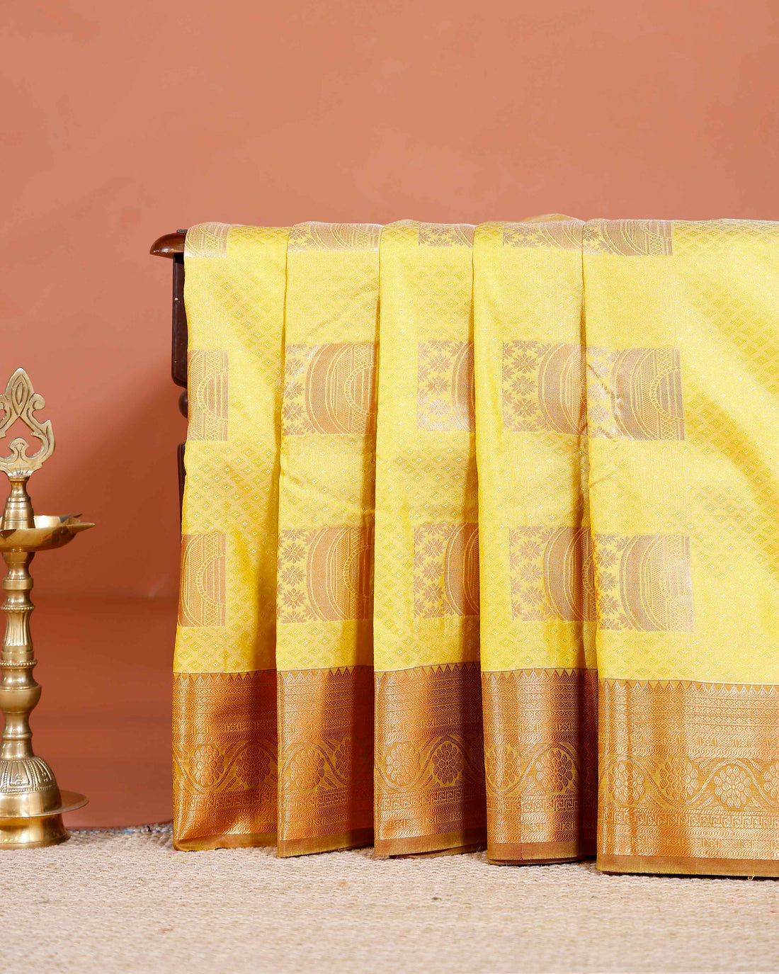  Elegant Elampillai Silk Cotton Saree with Traditional Zari Weave & Intricate Motifs - Yellow