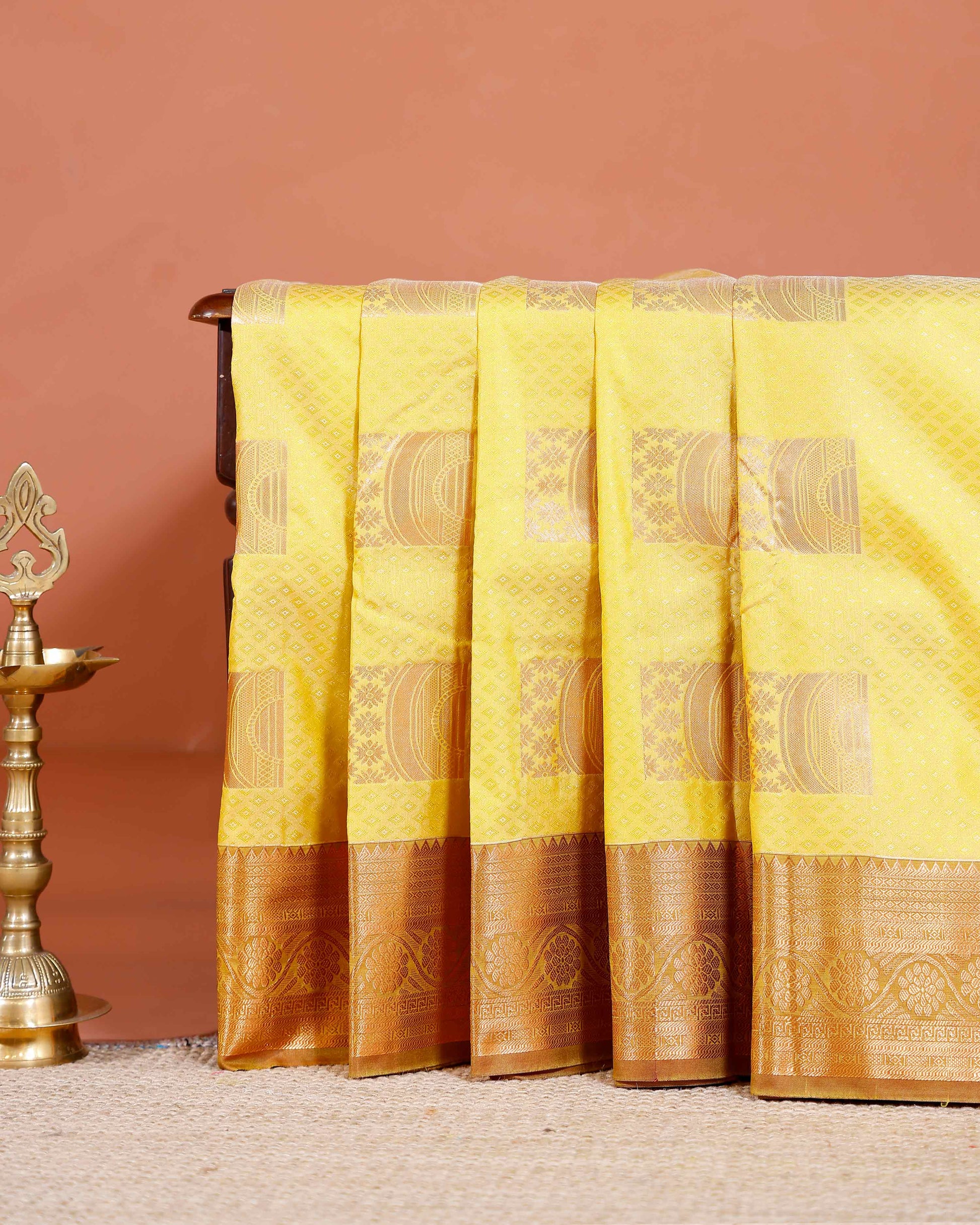  Elegant Elampillai Silk Cotton Saree with Traditional Zari Weave & Intricate Motifs - Yellow