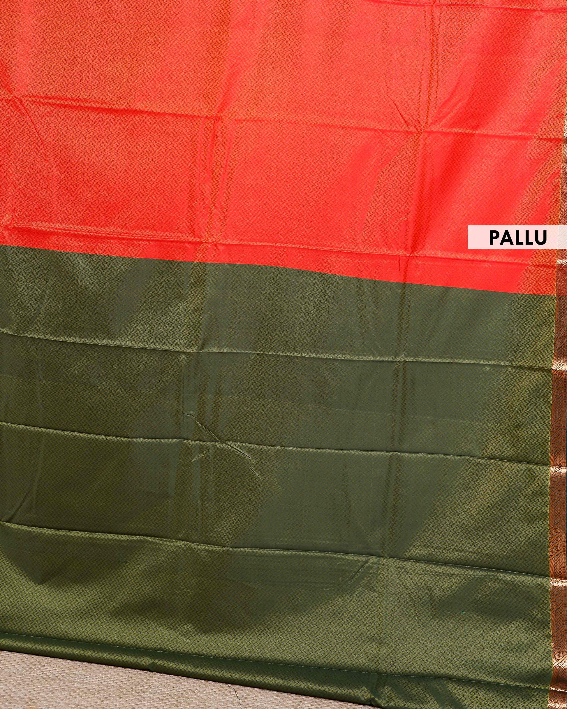 Elegant Elampillai Silk Cotton Saree with Traditional Zari Weave and Intricate Border - Orange-pallu
