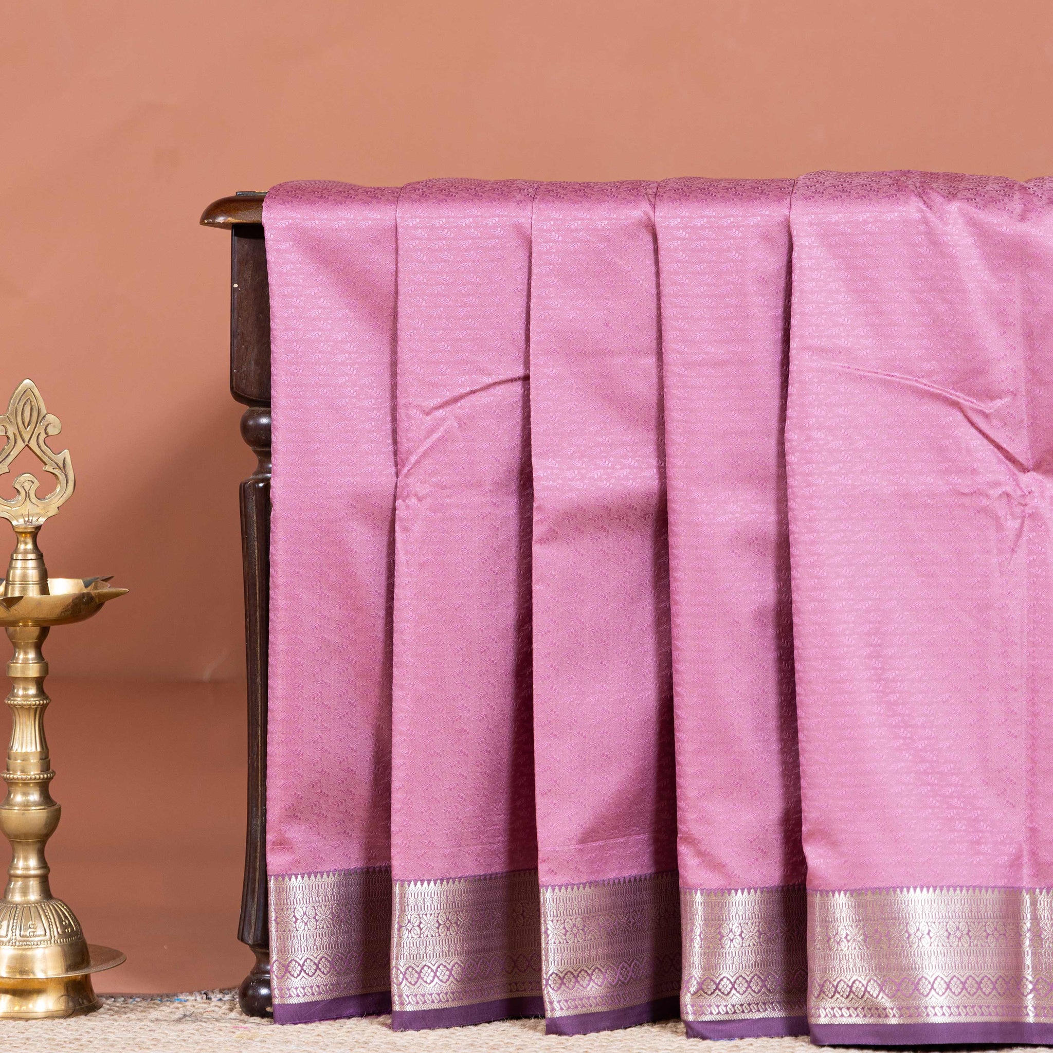 Elegant Elampillai Silk Cotton Saree with Zari Border and Butta Weave - Pink