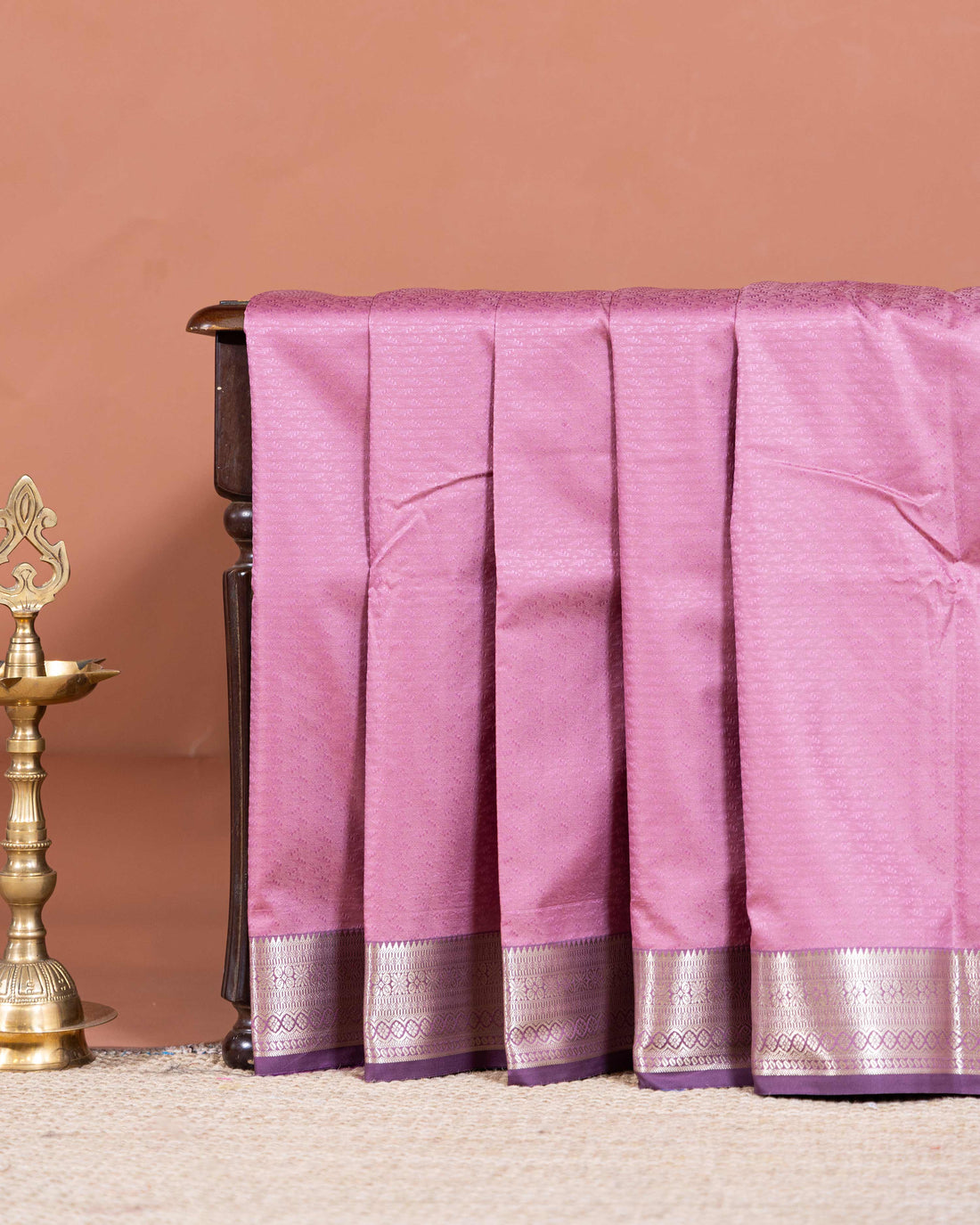 Elegant Elampillai Silk Cotton Saree with Zari Border and Butta Weave - Pink