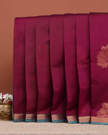 Elegant Elampillai Silk Cotton Saree with Zari Woven Border and Ornate Pallu Motifs - Purple