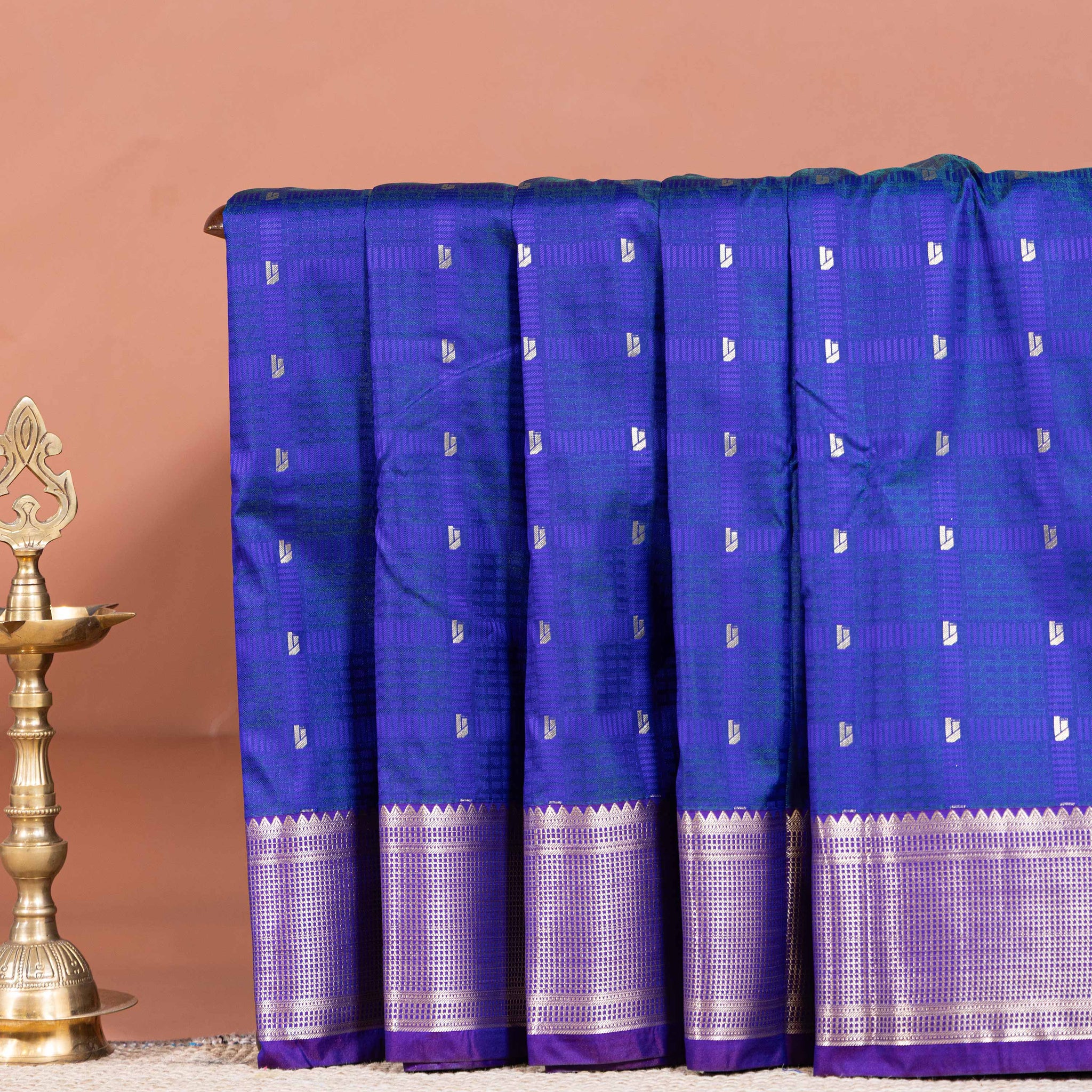 Elegant Elampillai Silk Cotton Saree with Zari Woven Borders and Buttas - Blue