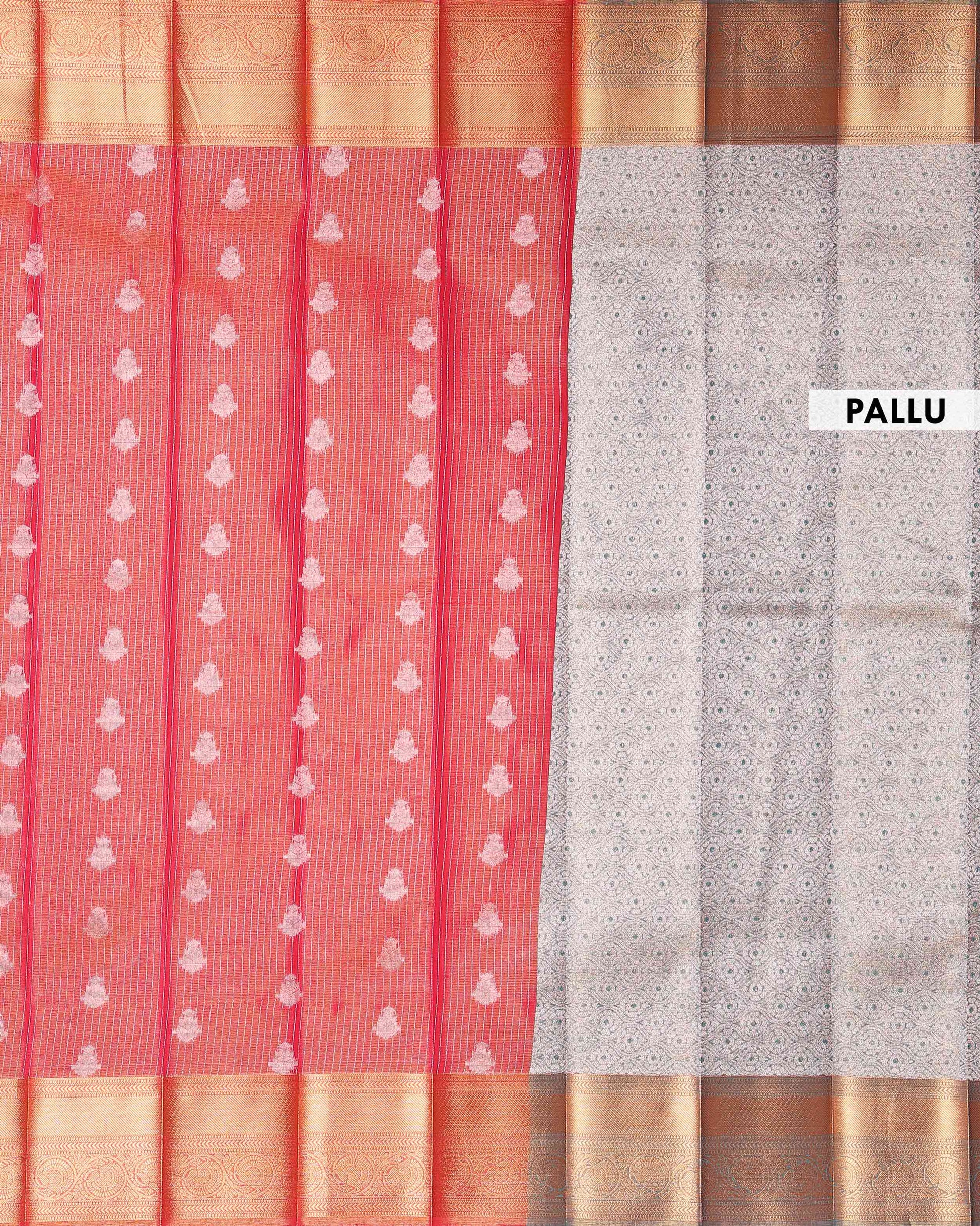 Elegant Elampillai Silk Cotton Saree with Zari Woven Checks and Traditional Motifs - Red